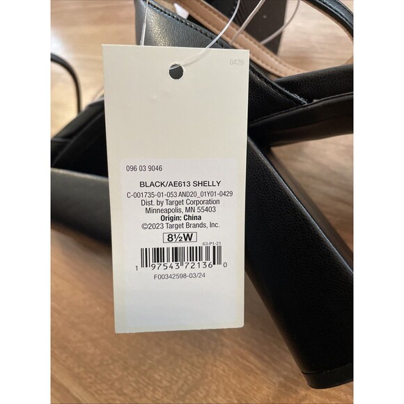 A New Day Shelly Heels Black 8.5 Wide Women's Ankle Strap Block Memory Foam NEW - Picture 16 of 16